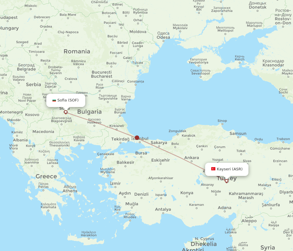 ASR-SOF flight routes