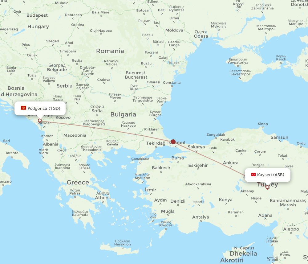 ASR-TGD flight routes