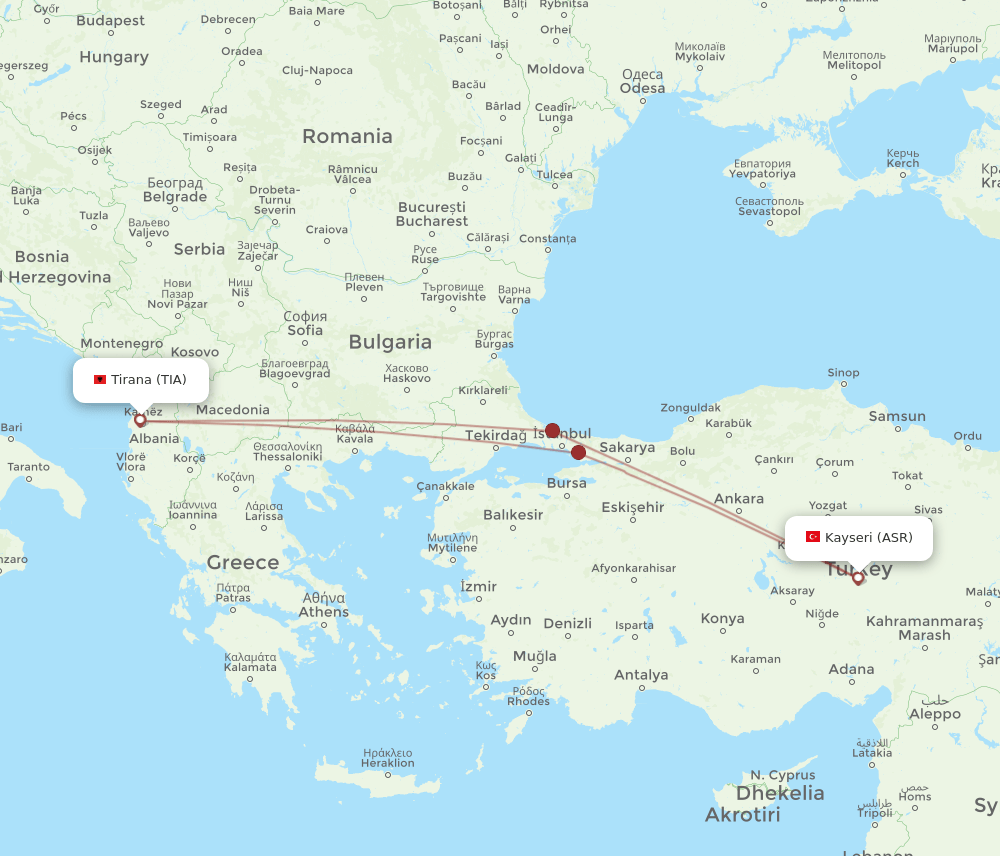 ASR-TIA flight routes