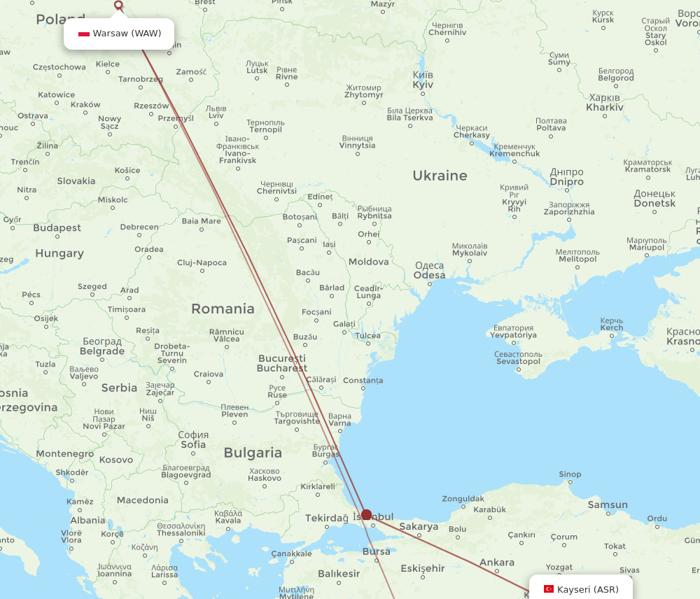 ASR to WAW flights and routes map