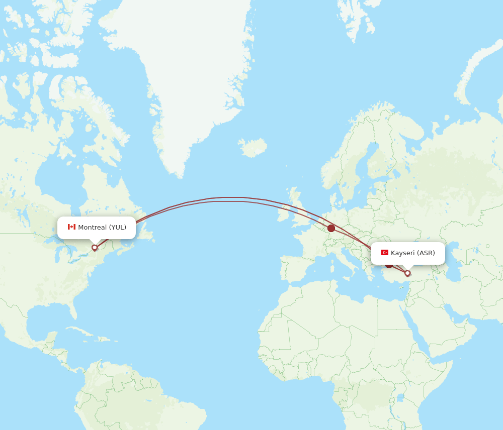 ASR-YUL flight routes