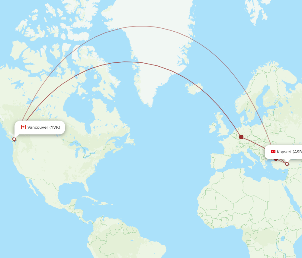 ASR-YVR flight routes