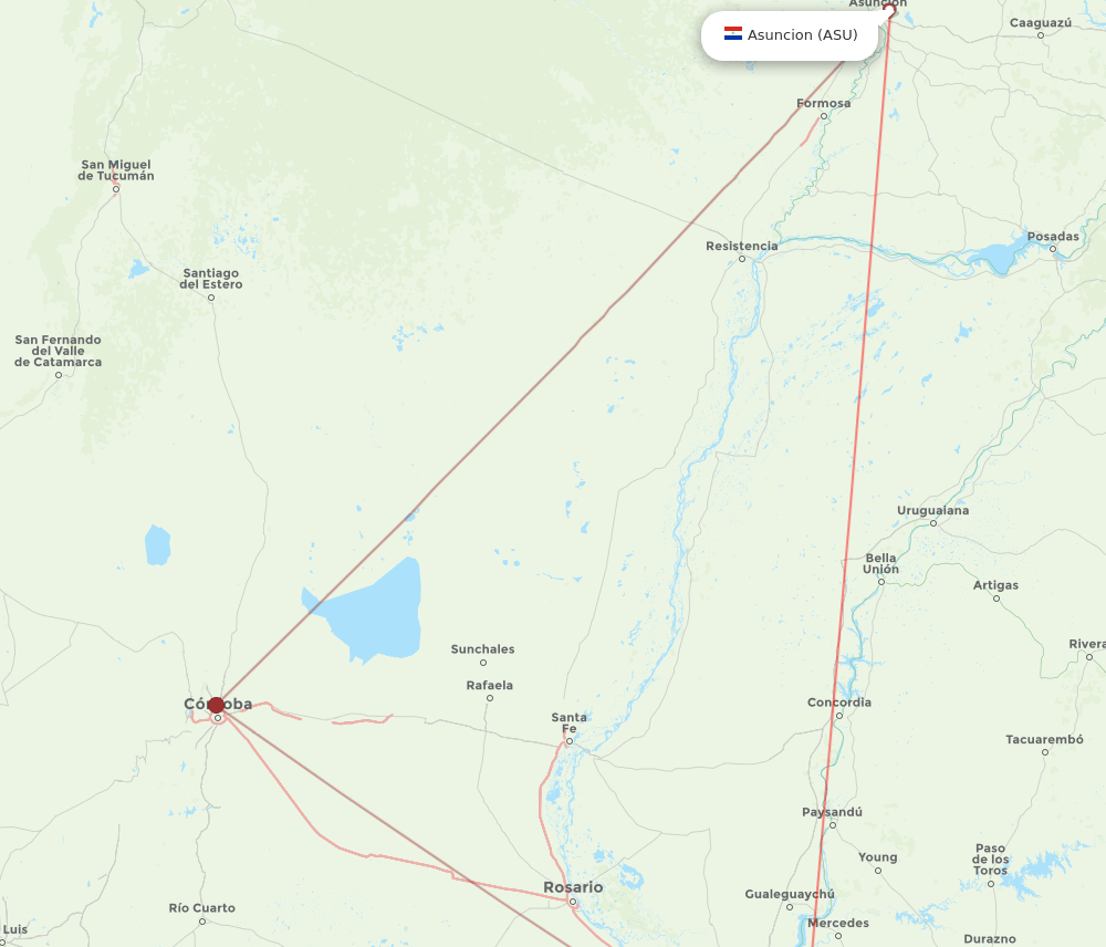 ASU to AEP flights and routes map