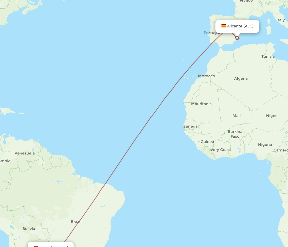 ASU-ALC flight routes