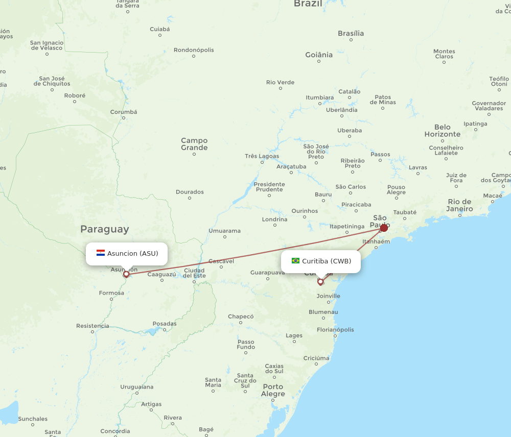 ASU-CWB flight routes