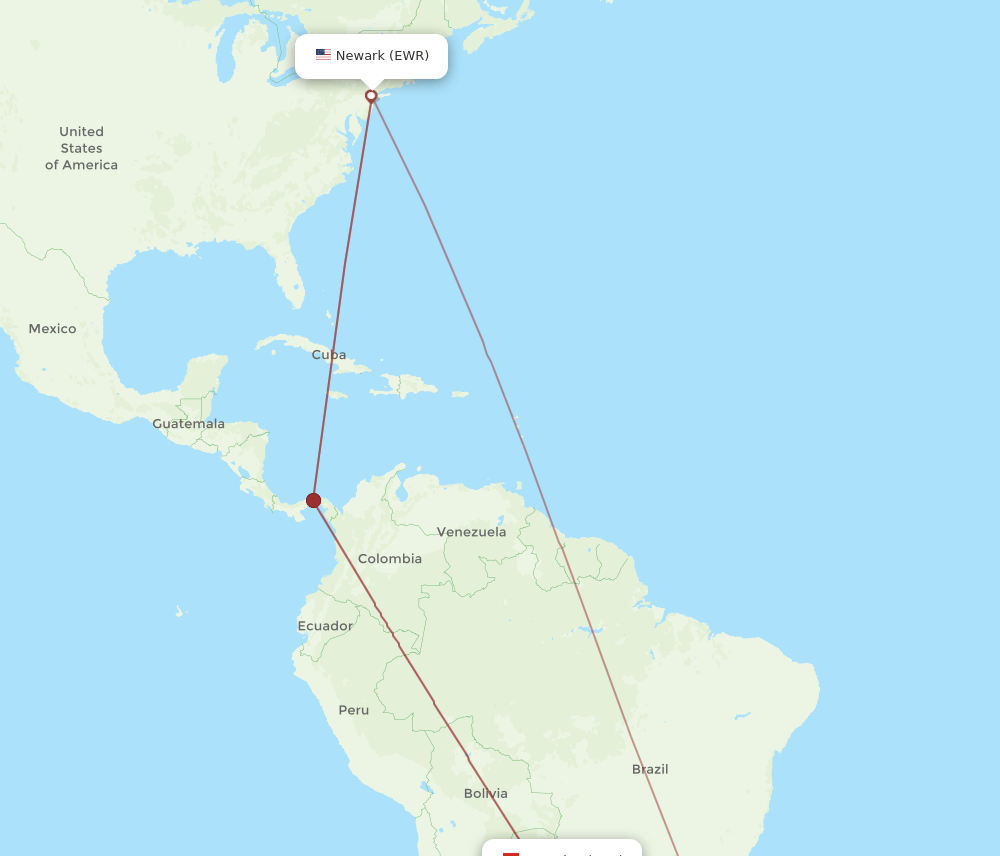 ASU to EWR flights and routes map