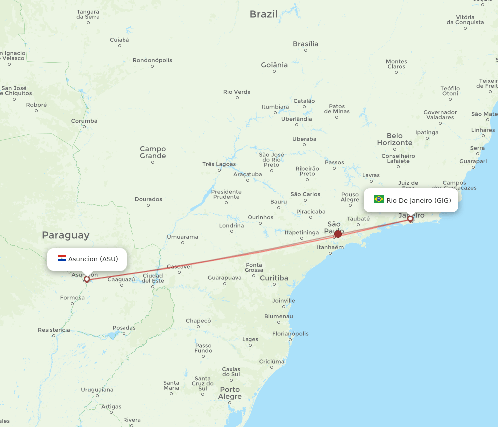 ASU-GIG flight routes