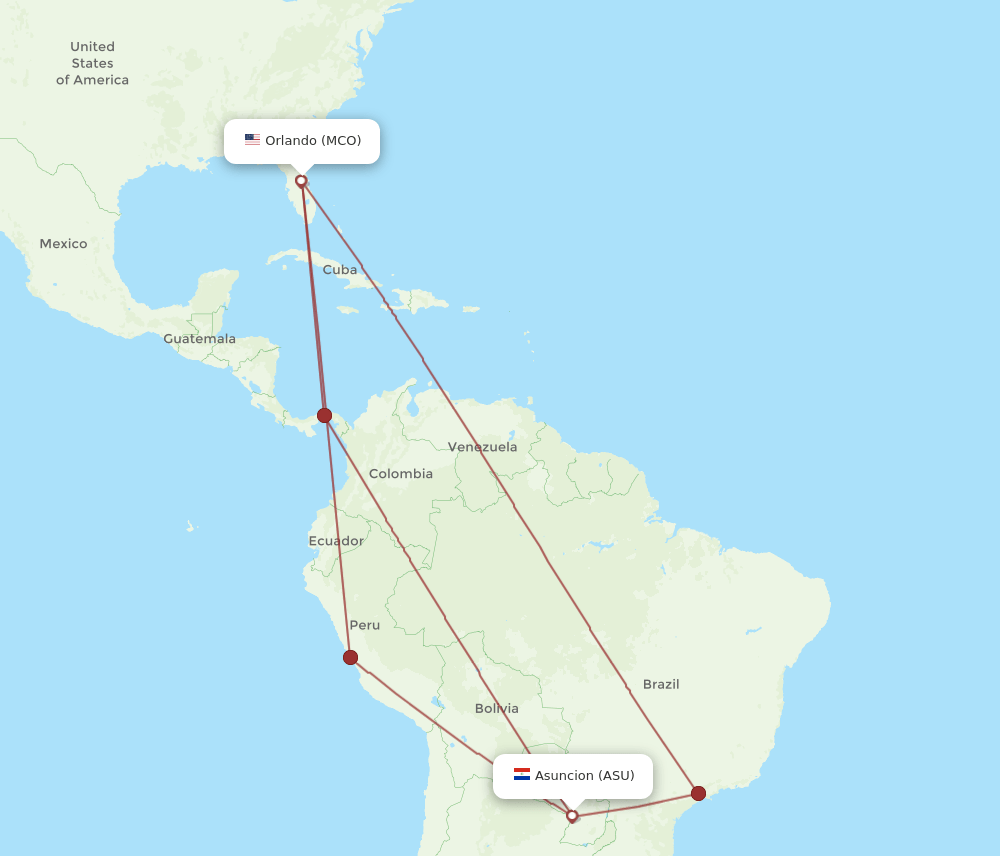 ASU-MCO flight routes