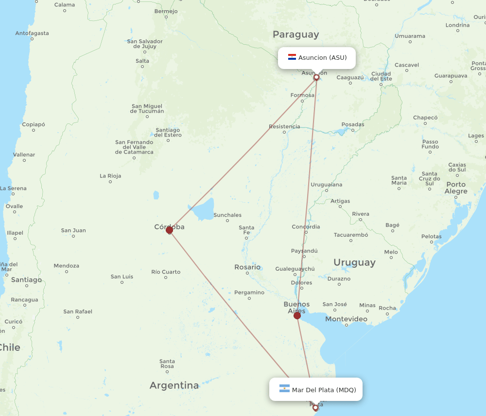 ASU-MDQ flight routes