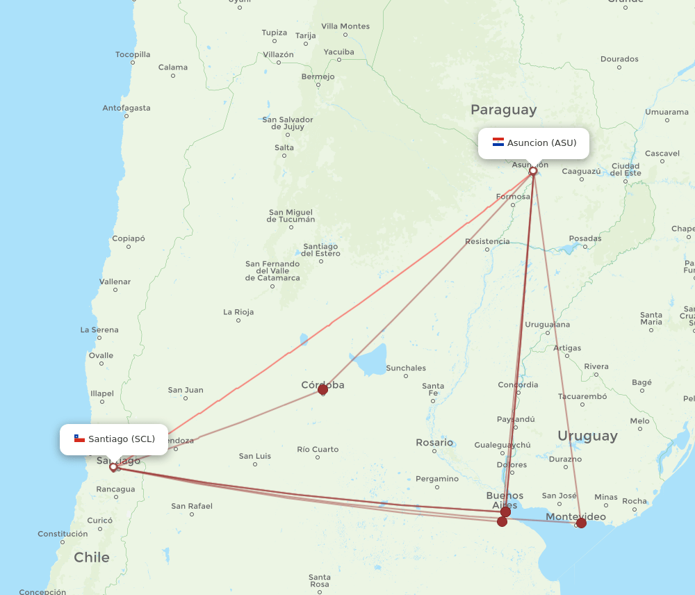 ASU-SCL flight routes