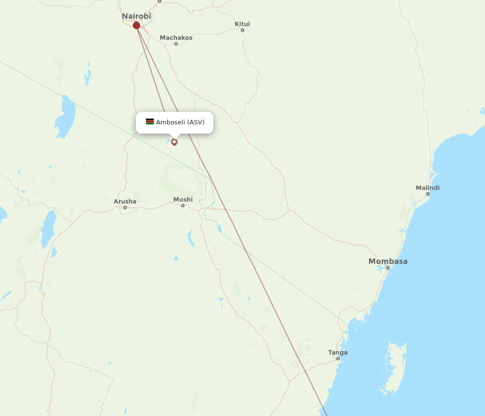 ZNZ to ASV flights and routes map