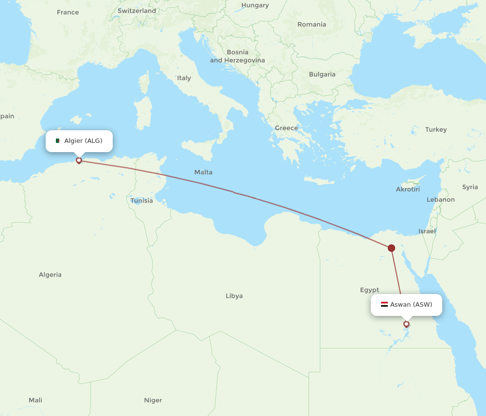 ASW-ALG flight routes