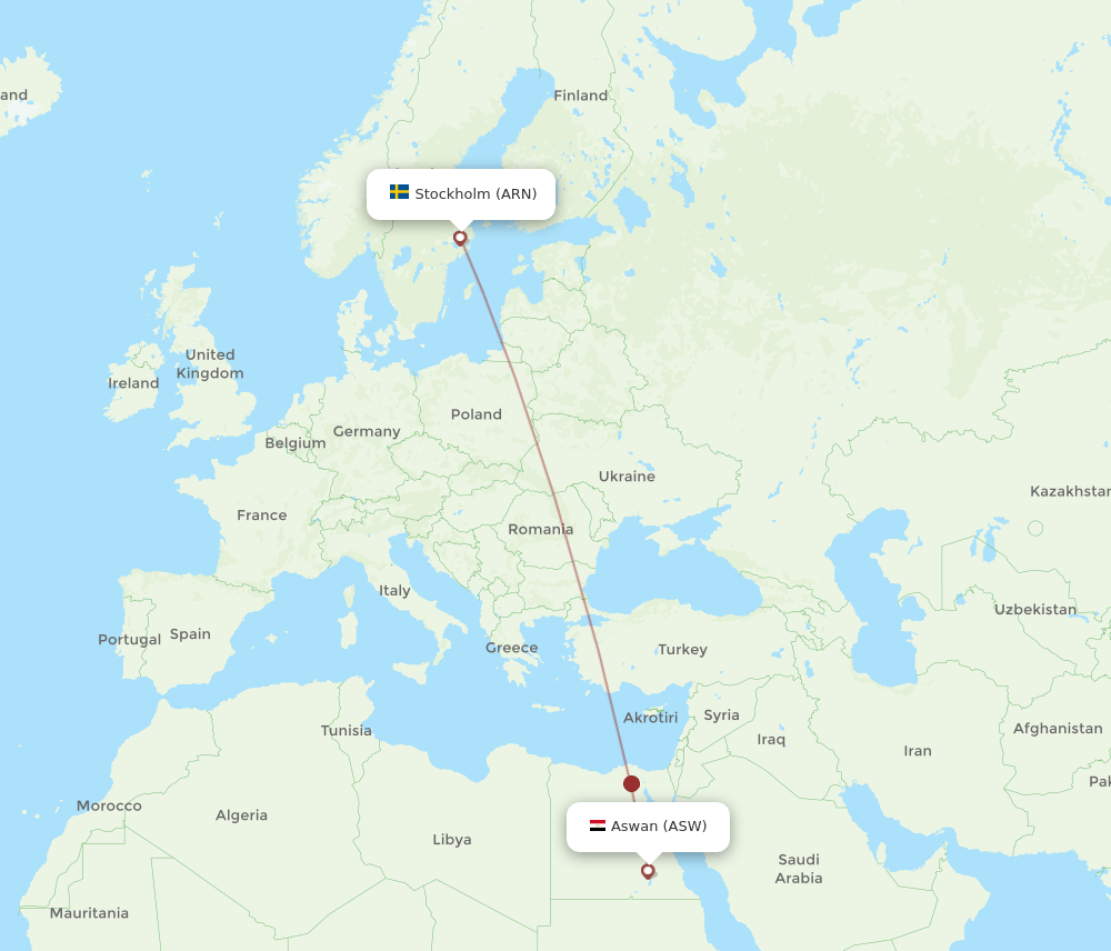ASW-ARN flight routes