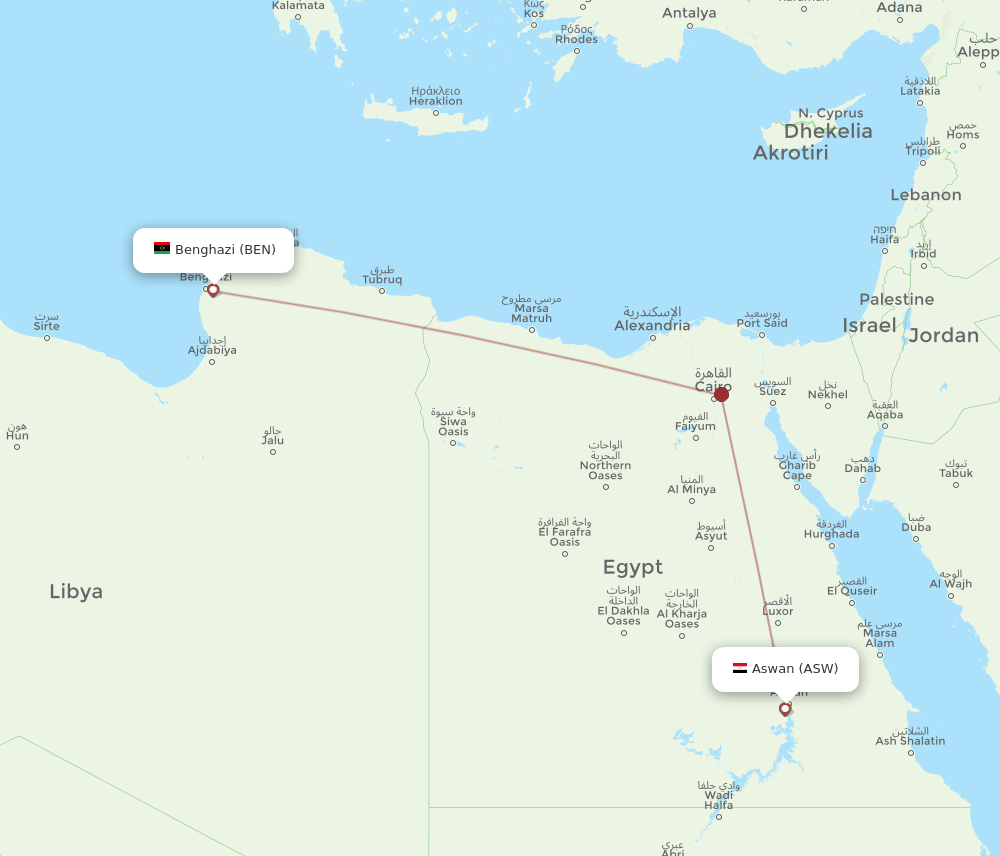 ASW-BEN flight routes