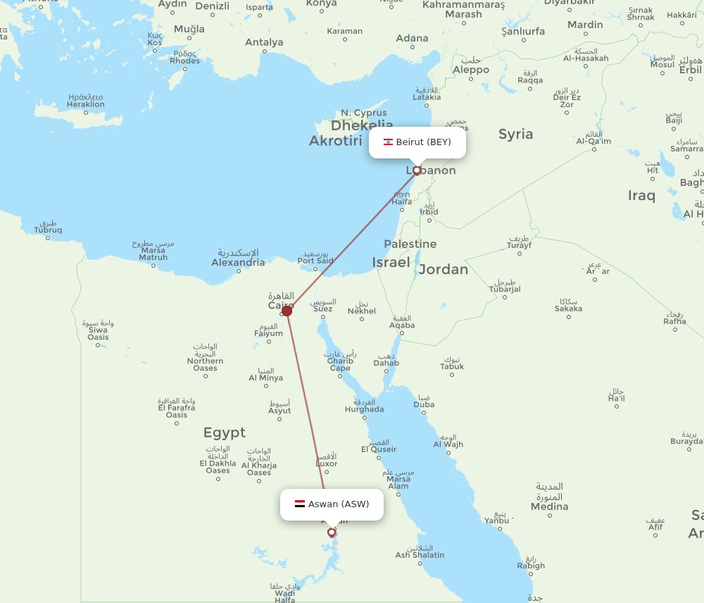 ASW-BEY flight routes
