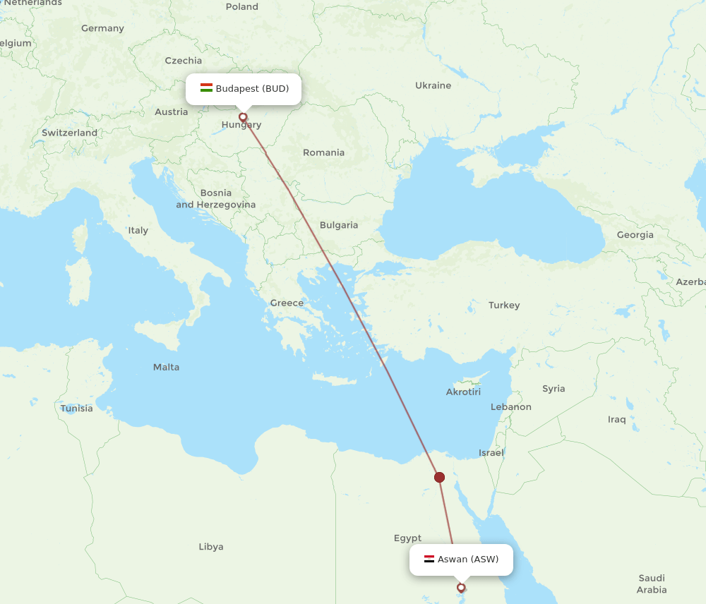 ASW-BUD flight routes