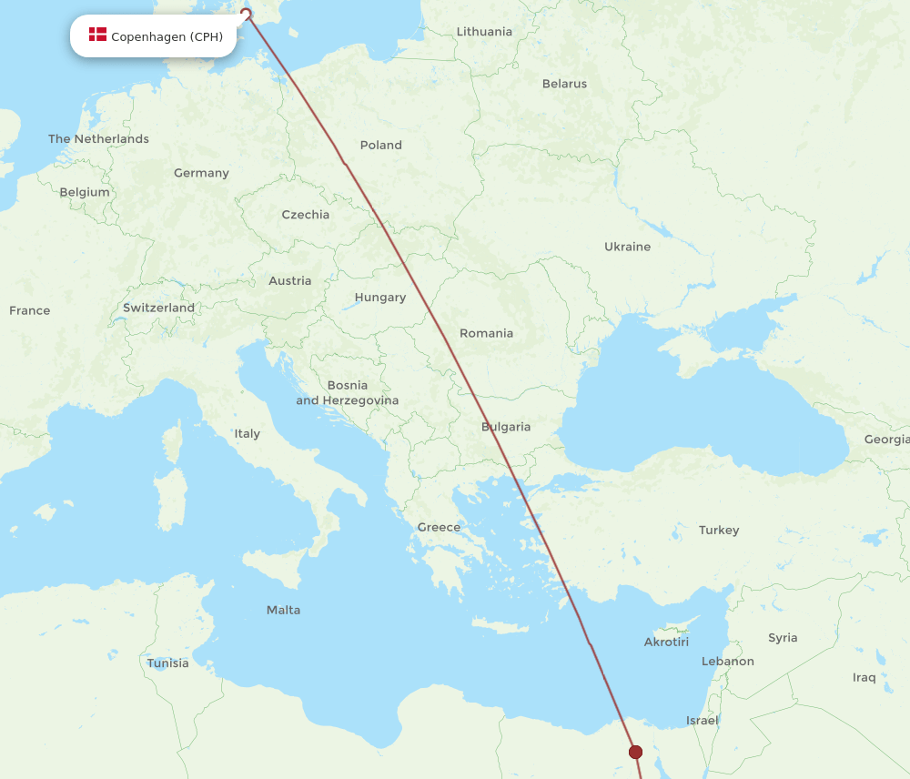 ASW-CPH flight routes