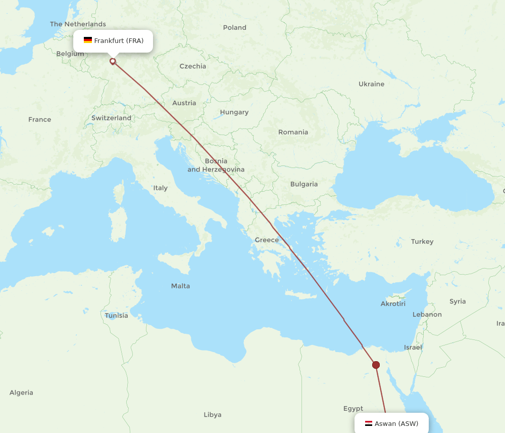 ASW to FRA flights and routes map