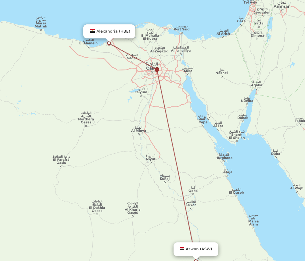 ASW to HBE flights and routes map