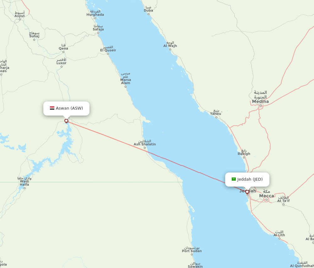 ASW-JED flight routes
