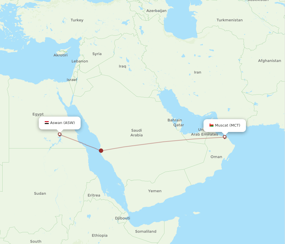 ASW-MCT flight routes