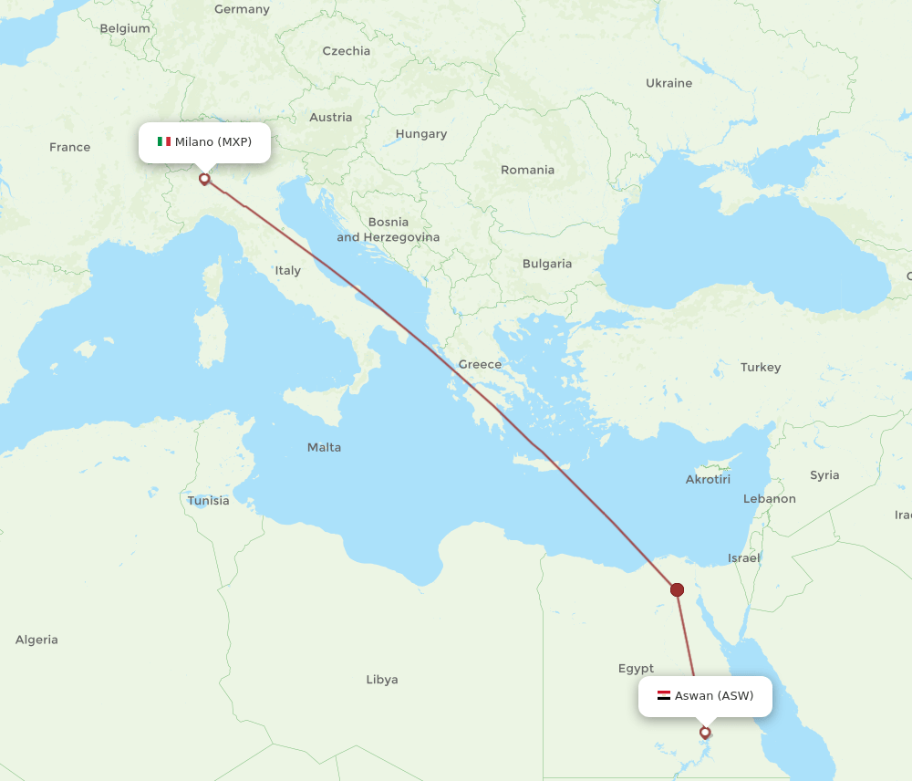 ASW-MXP flight routes