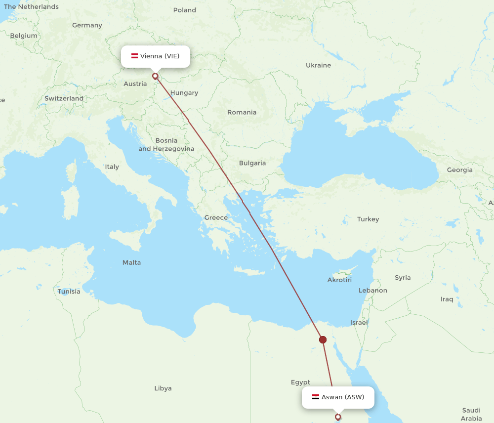 ASW-VIE flight routes