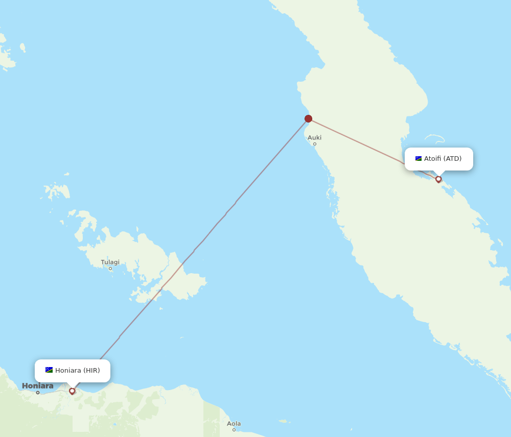 ATD to HIR flights and routes map