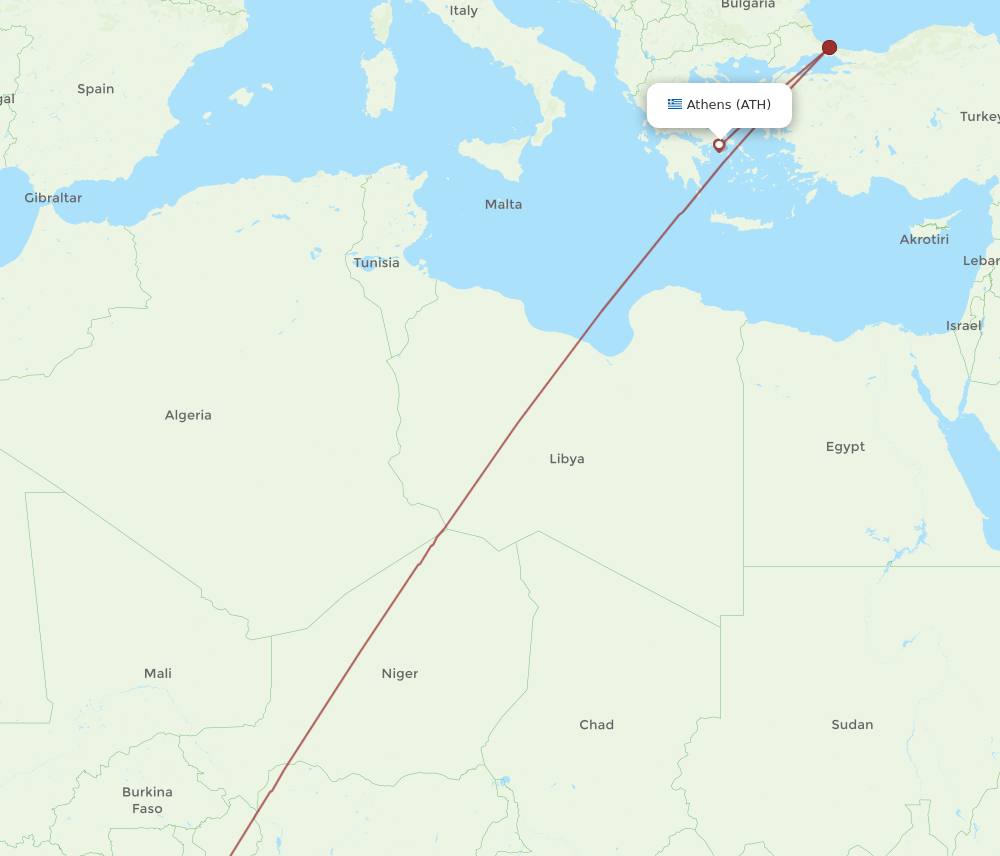 ATH to ACC flights and routes map