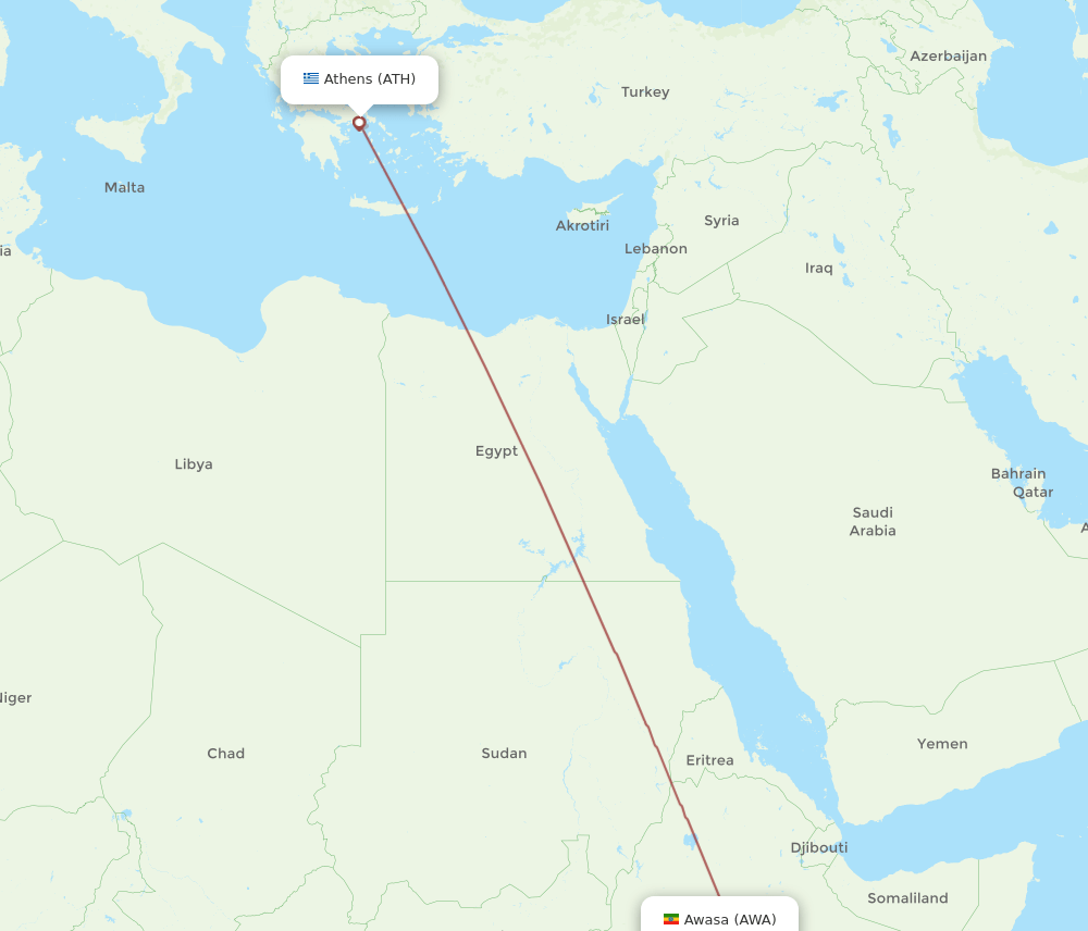 ATH-AWA flight routes