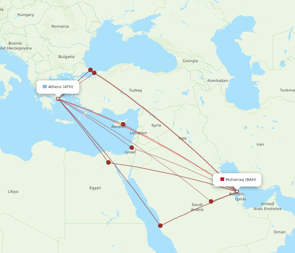 ATH-BAH flight routes