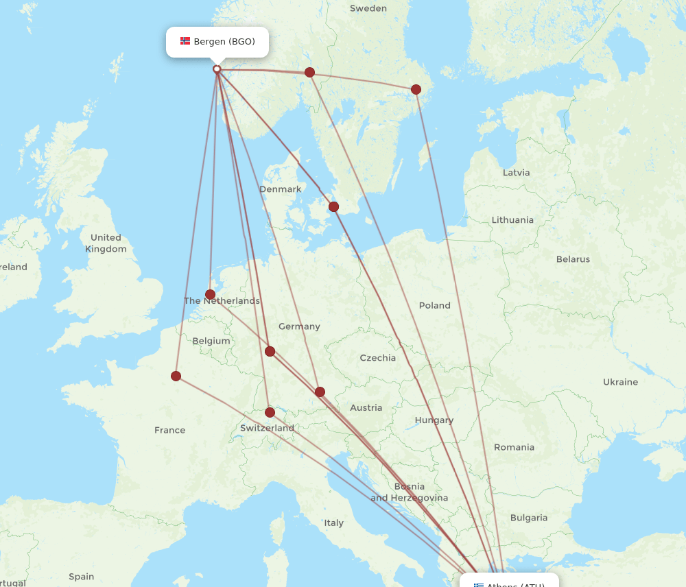 ATH-BGO flight routes