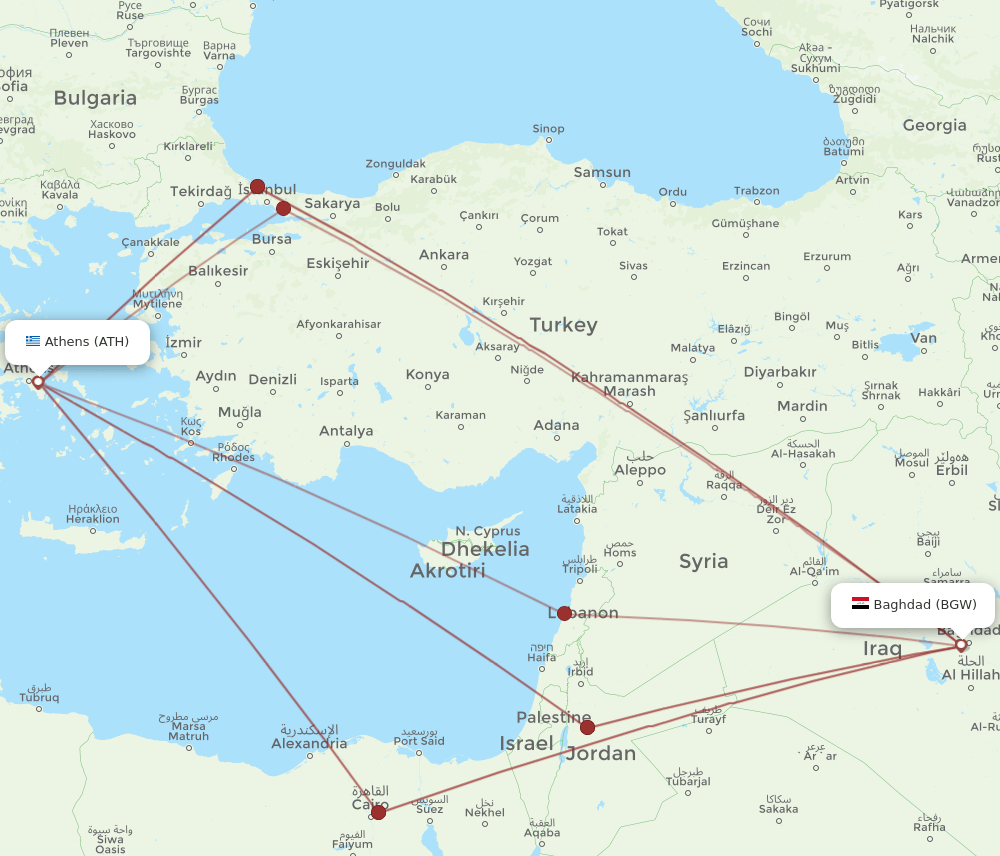 ATH-BGW flight routes