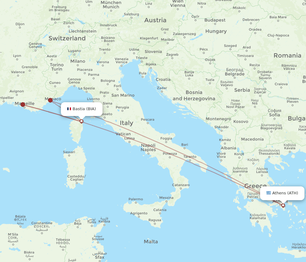 ATH-BIA flight routes