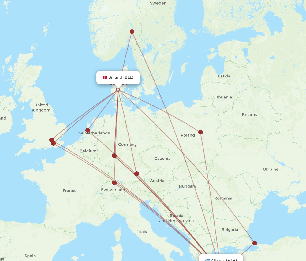 ATH-BLL flight routes