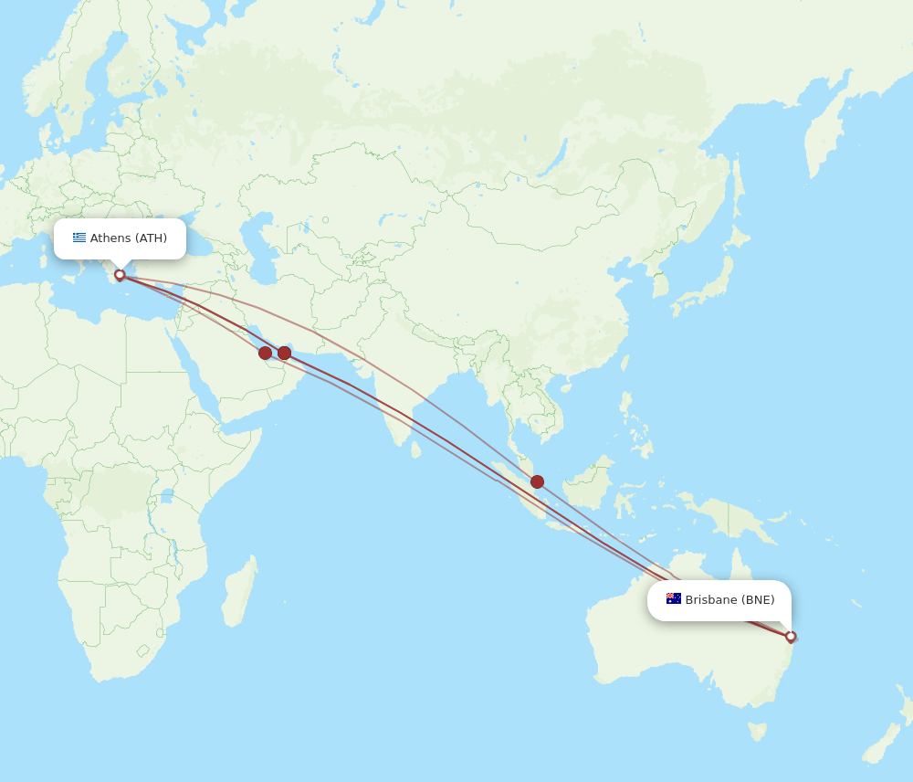 ATH-BNE flight routes