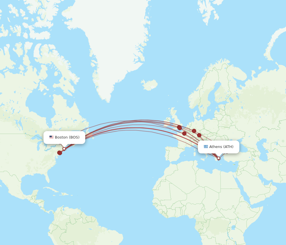 ATH-BOS flight routes