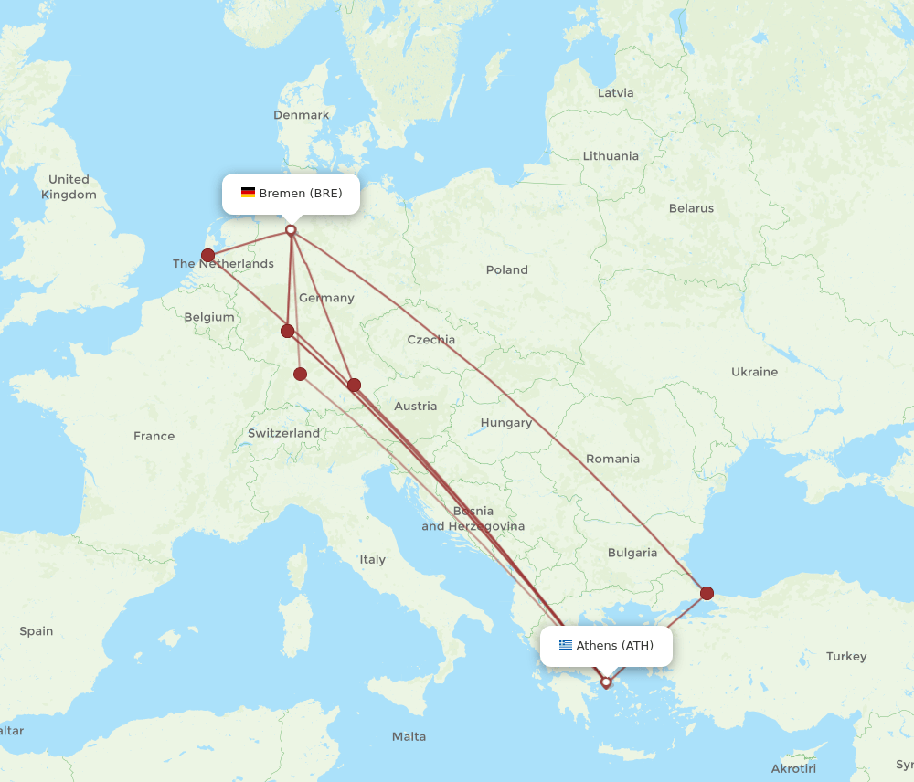 ATH-BRE flight routes
