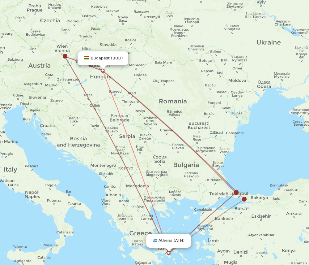 ATH-BUD flight routes