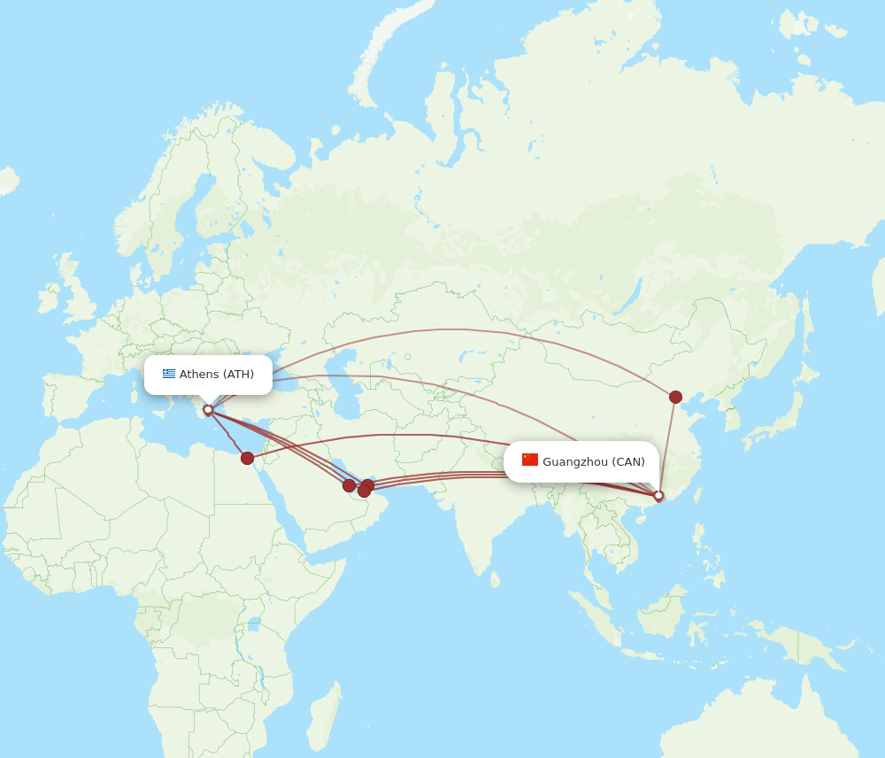 ATH to CAN flights and routes map