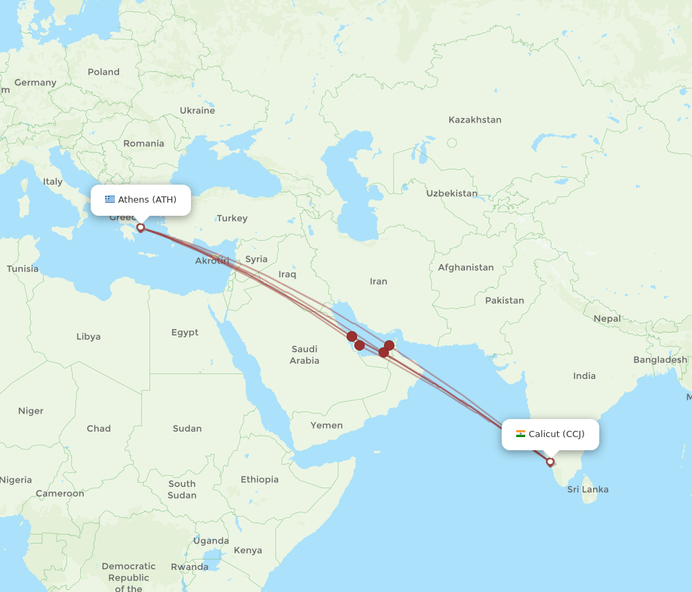 ATH-CCJ flight routes