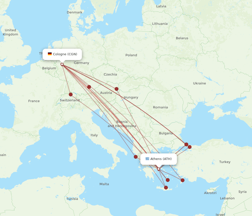 ATH-CGN flight routes