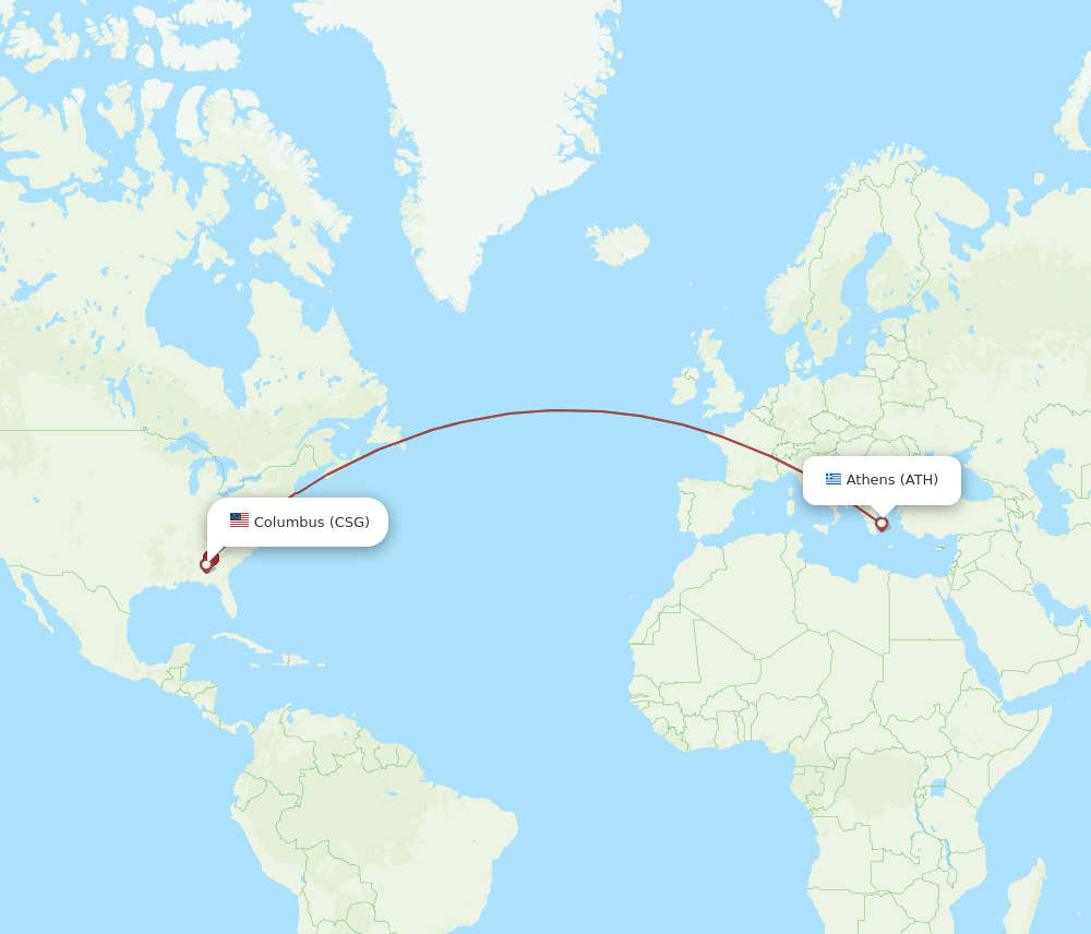 ATH to CSG flights and routes map