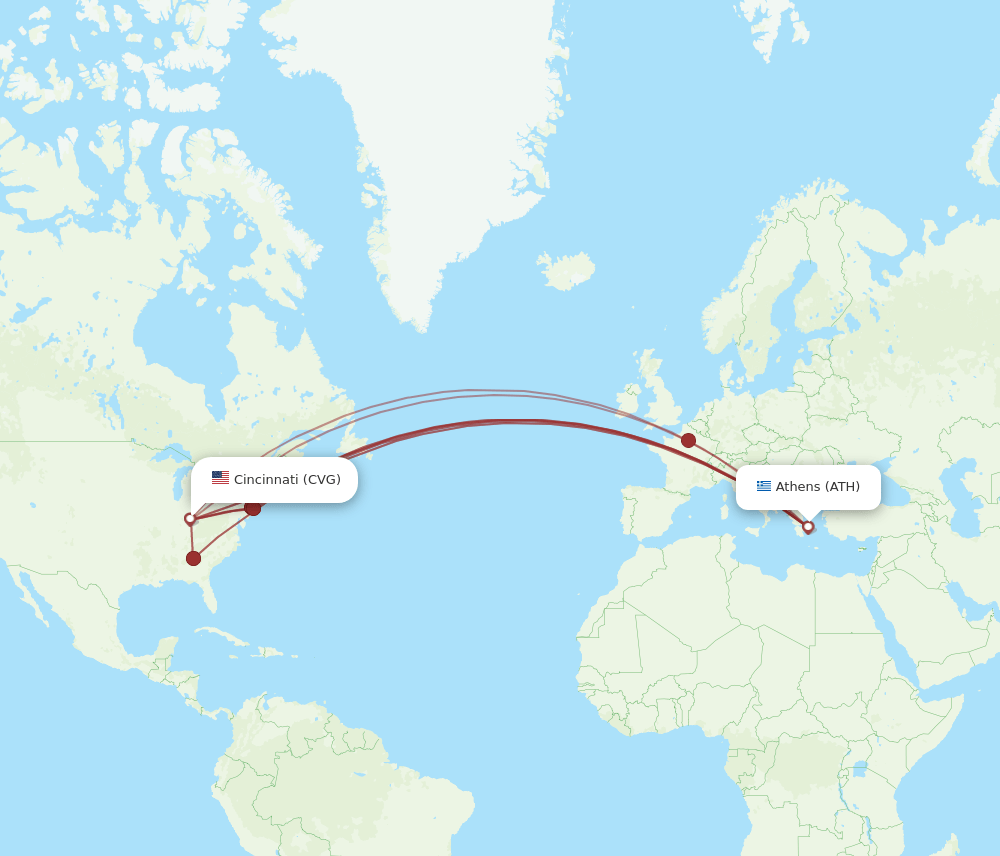 ATH-CVG flight routes