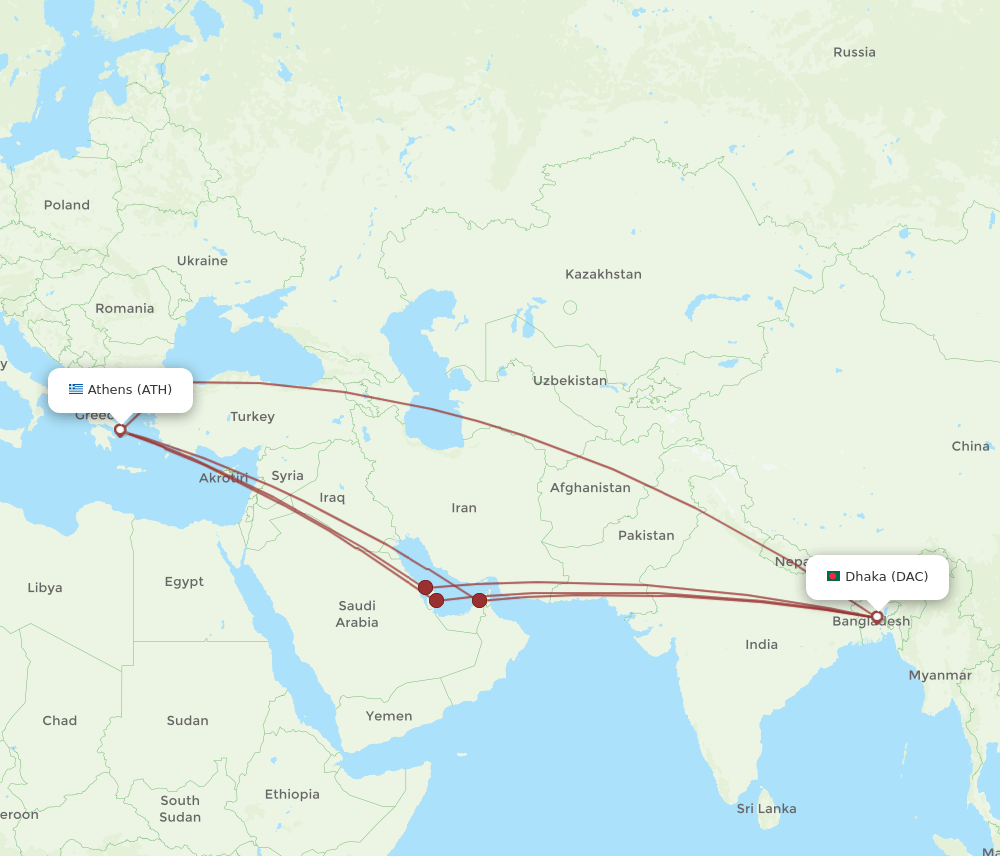 ATH-DAC flight routes