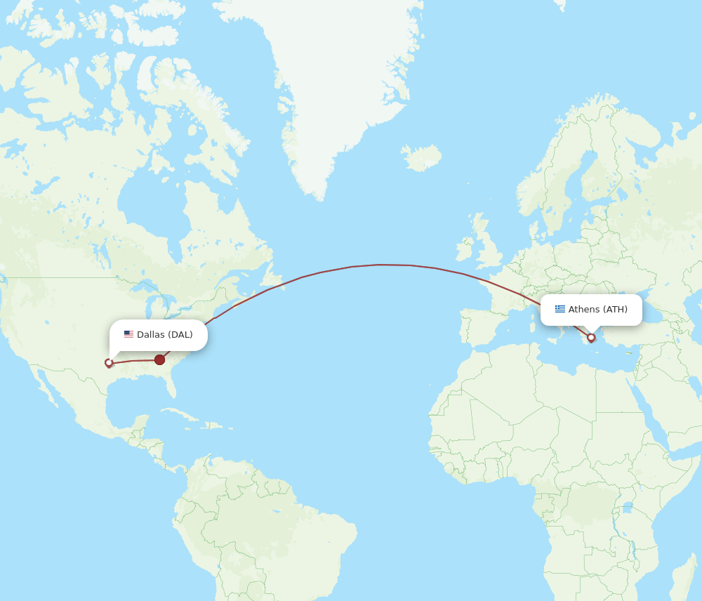 ATH-DAL flight routes