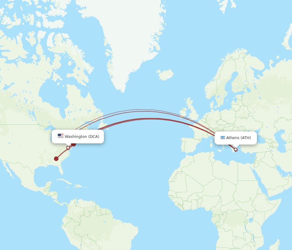 ATH-DCA flight routes