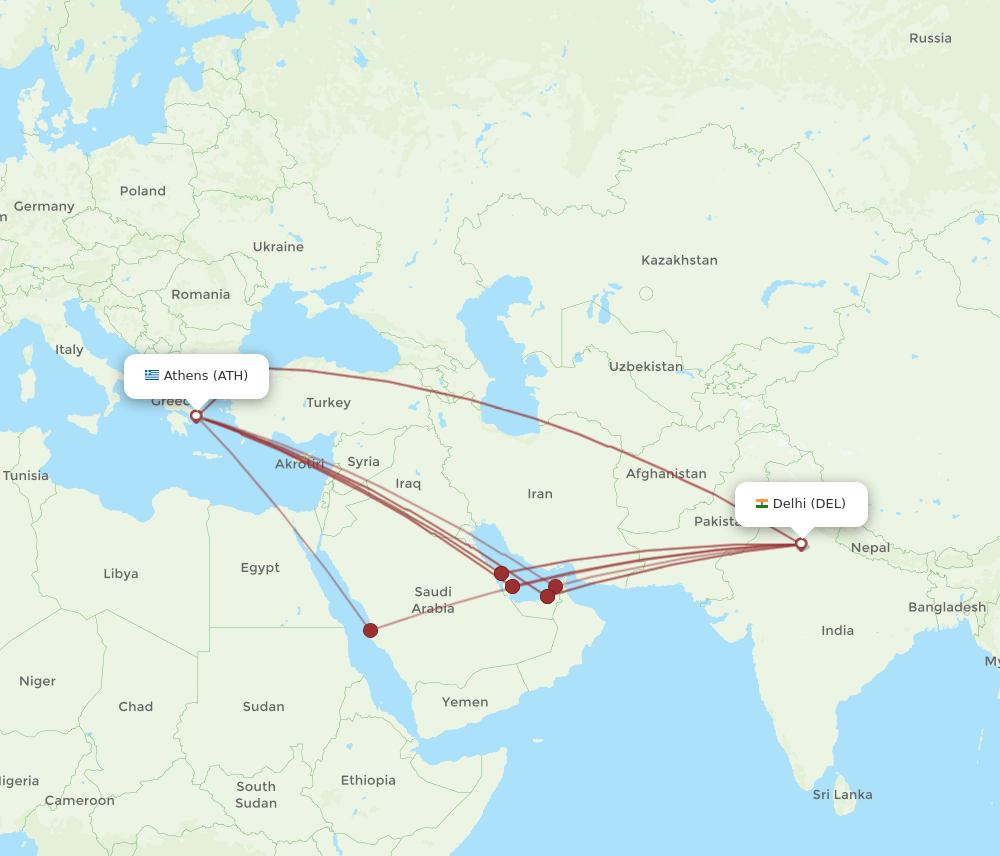ATH-DEL flight routes