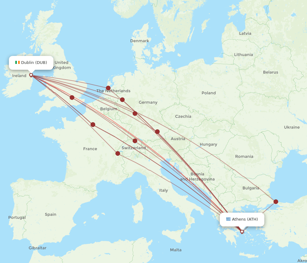 ATH-DUB flight routes