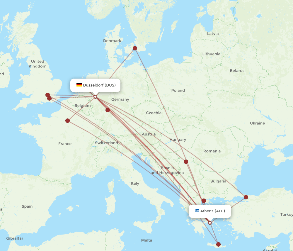 ATH-DUS flight routes